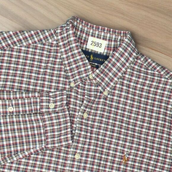 Ralph Lauren Dress Shirt Mens Large Custom Fit Multi Color Check Plaid Button Up - Picture 1 of 9